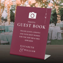 Livro de Visitas de Fotos com Monograma em Borgonh