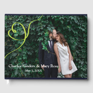 Livro de Visitas de Fotos de Casamento Retro Folha