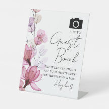 Livro de Visitas de Fotos Rosa Empoeirado Floral C