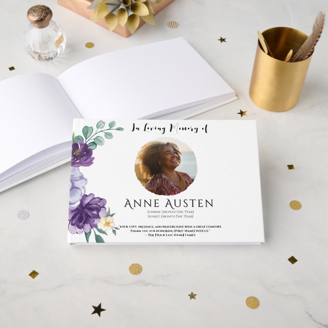 Livro de Visitas de Funeral - Editável  (Frente aberta)