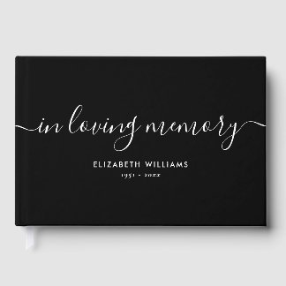 Livro de Visitas de Funeral Minimalista Preto e Br