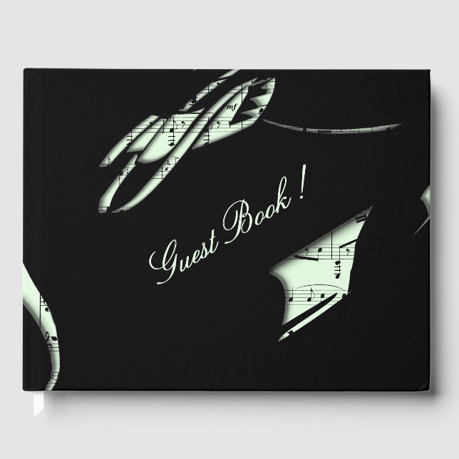 Livro de Visitas de Música Abstrata Verde Claro (Frente)