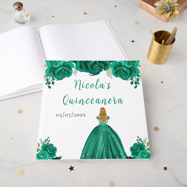 Livro de Visitas de Quinceanera Princesa de Cabelo (Frente aberta)