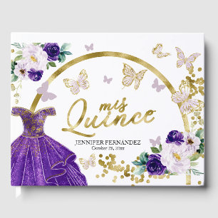 Livro de Visitas de Quinceanera Vestido Borboleta