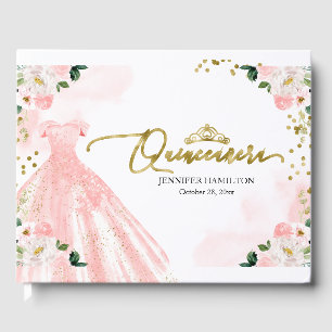 Livro de Visitas de Quinze Anos Vestido Rosa Flora