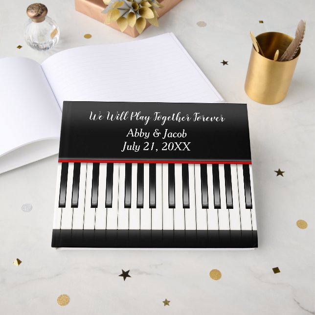 Livro de Visitas de Teclado de Piano de Casamento (Frente aberta)