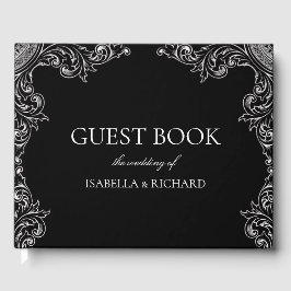 Livro De Visitas Deco Moderno | Casamento negro e branco legante