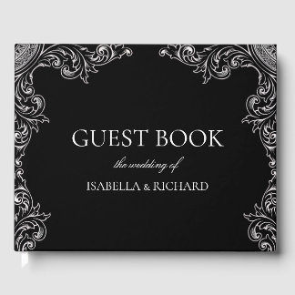 Livro De Visitas Deco Moderno | Casamento negro e branco legante