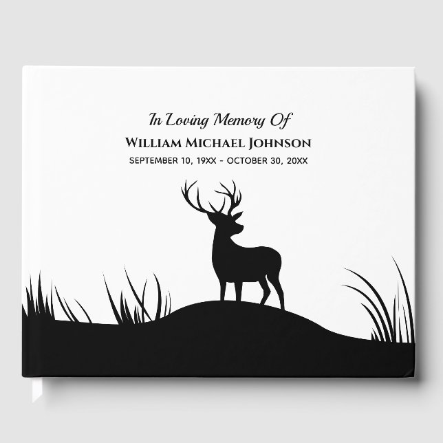 Livro De Visitas Deer In Loving Memory Lembrança Funeral Memorial (Frente)