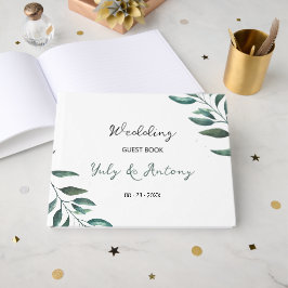 Livro De Visitas Delicado Casamento de Aquarela Botânica Emocional