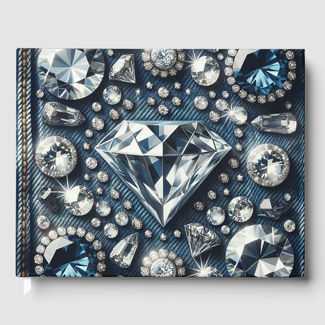 Livro De Visitas Denim & Diamantes Bling Gemstone Glam Jewels (Frente)