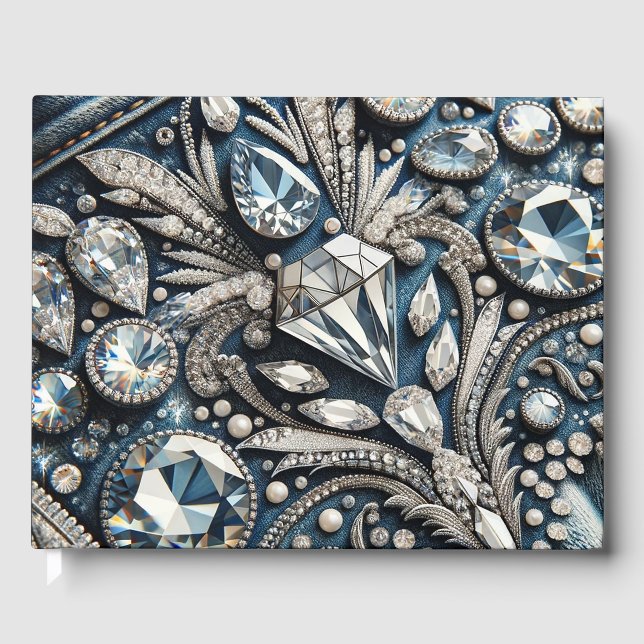 Livro De Visitas Denim & Diamantes Gemstone Bling Jean (Frente)