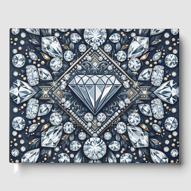 Livro De Visitas Denim & Diamonds Brilho Glamour (Frente)