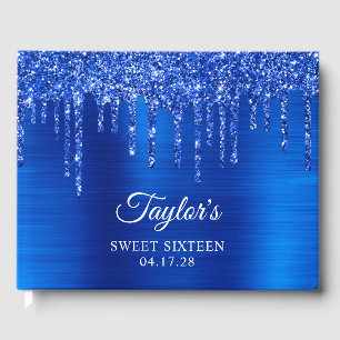 Livro De Visitas Derrame de Glitter Azul Real Glam Sweet Dezesseis