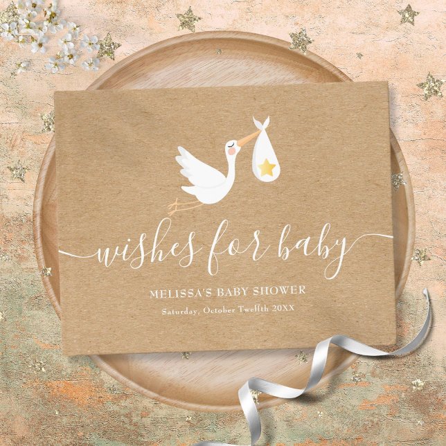 Livro De Visitas Desejos Para Chá de fraldas De Estrelas De Tempest (Wishes For Baby Rustic Stork Star Baby Shower Guest Book)