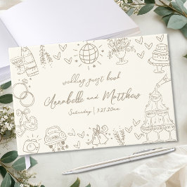 Livro De Visitas Desenho à Mão Vintage Caprichoso Casamento