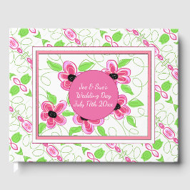 Livro De Visitas Desenho Floral Rosa