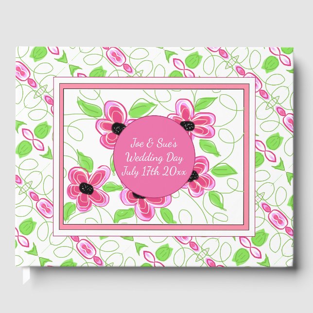 Livro De Visitas Desenho Floral Rosa (Frente)