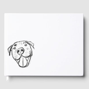 Livro De Visitas desenho pitbull simples amantes de cães preto bran