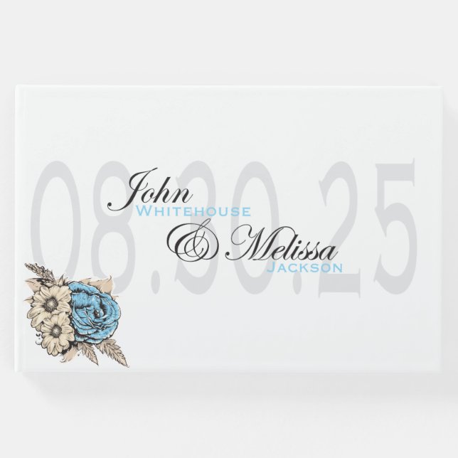 Livro De Visitas Design de rosa elegante com nomes de script (Frente)