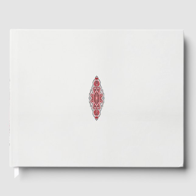 Livro De Visitas design de um padrão vermelho e branco (Frente)