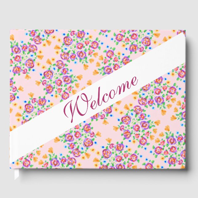 Livro De Visitas Design Floral Rosa (Frente)