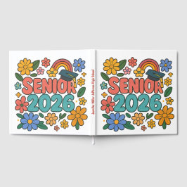 Livro De Visitas Design Sênior 2026 Arco-Íris Retrô