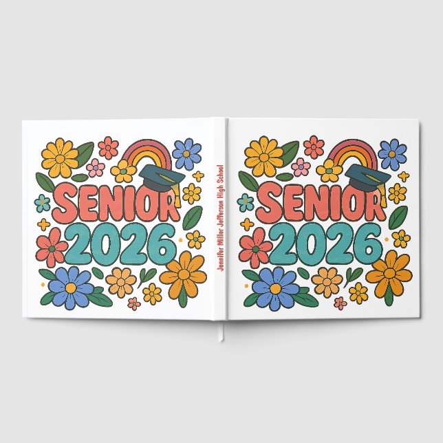 Livro De Visitas Design Sênior 2026 Arco-Íris Retrô (Completo)