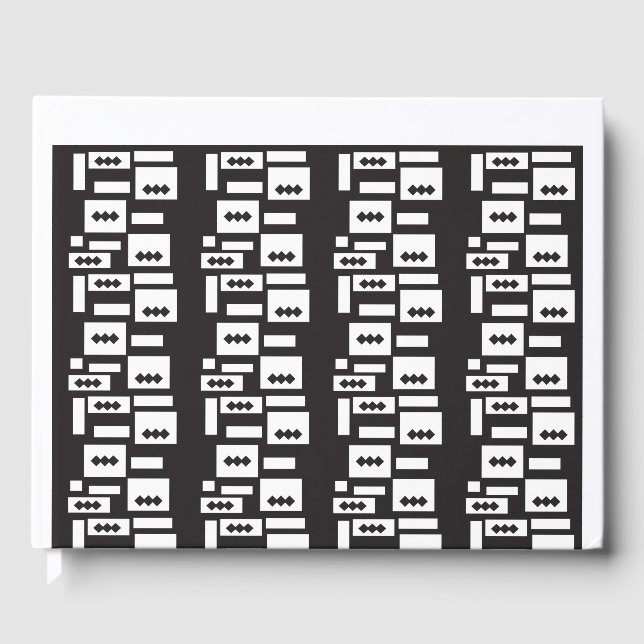 Livro De Visitas Design simétrico geométrico branco com nítido, cír (Frente)