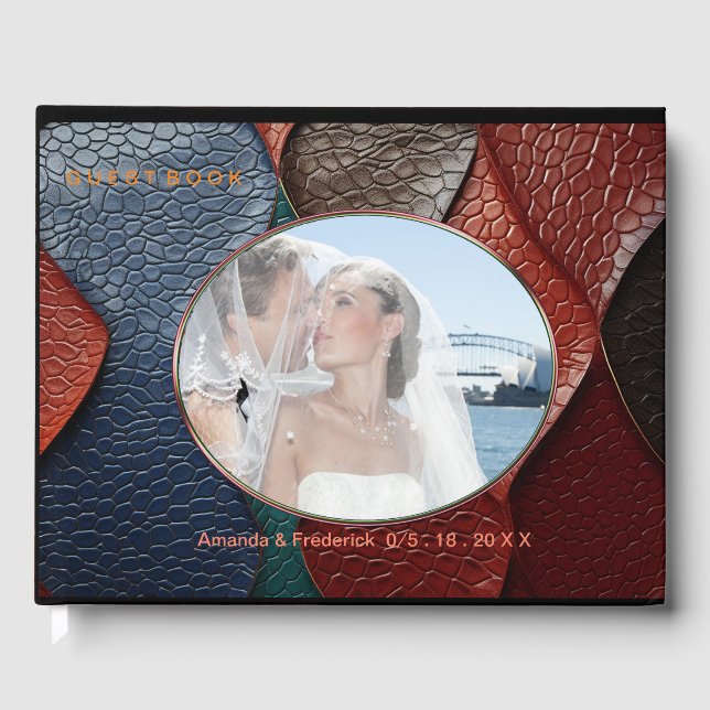 Livro De Visitas Designs artísticos de textura de couro (Frente)