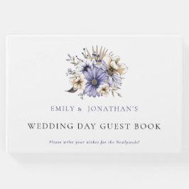 Livro De Visitas Dia de Casamento de Folhagem das Florais Roxas Mod