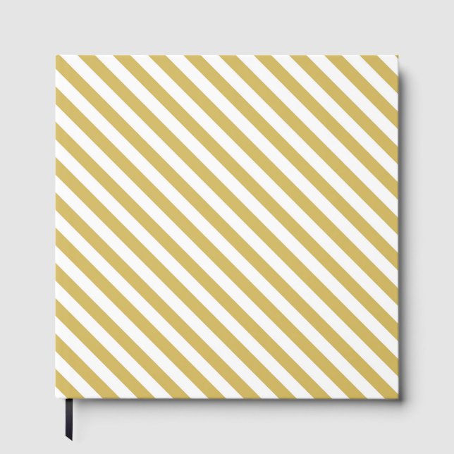Livro De Visitas Diagonal golden yellow and white stripes pattern (Frente)