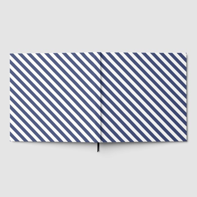 Livro De Visitas Diagonal navy blue and white stripes pattern (Completo)