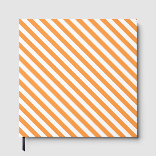 Livro De Visitas Diagonal orange and white stripes pattern (Frente)