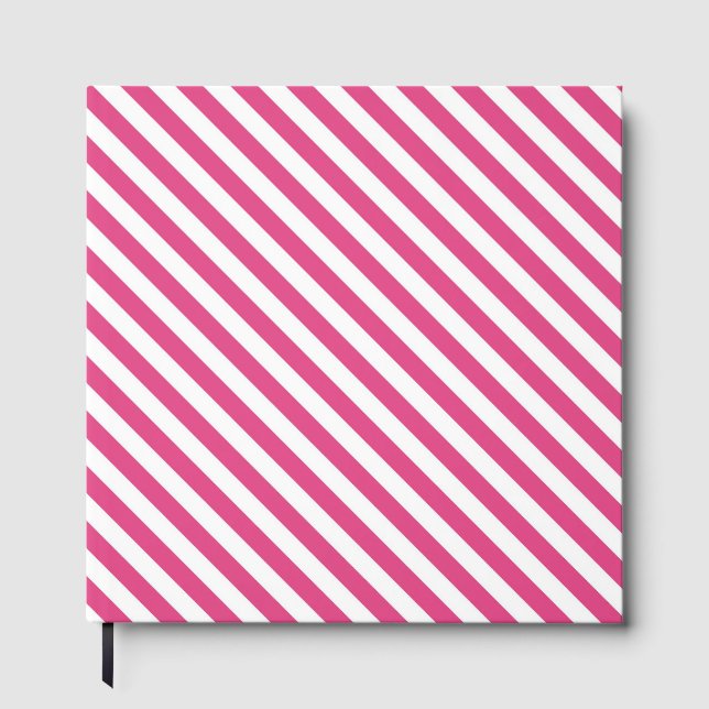 Livro De Visitas Diagonal pink and white stripes pattern (Frente)