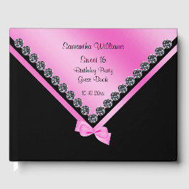 Livro De Visitas Diamantes bonito e Arco rosa doce 16