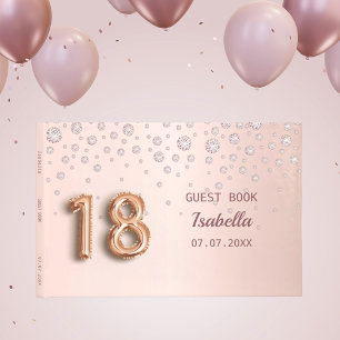 Livro De Visitas Diamantes cor-de-rosa de-ouro, 18 anos