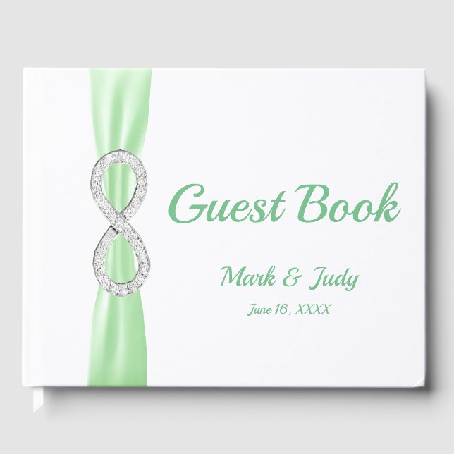 Livro De Visitas Diamond Infinity Green Ribbon Weding Guestbook (Frente)