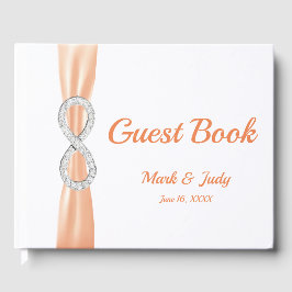 Livro De Visitas Diamond Infinity Orange Ribbon Casamento Guestbook