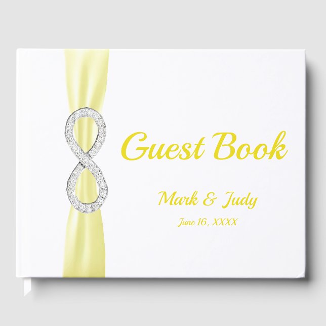 Livro De Visitas Diamond Infinity Yellow Ribbon Weding Guestbook (Frente)