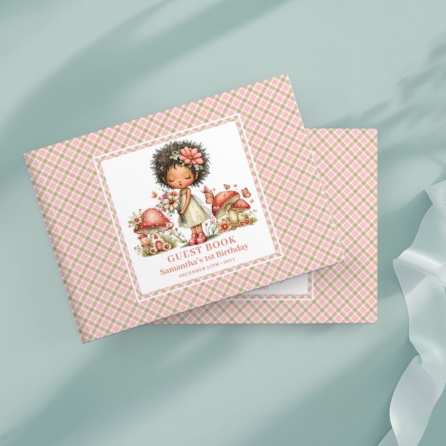 Livro de Visitas do 6º Aniversário da Fada Caprich (Whimsy Fairy 6th Birthday Pink Flowers Guest Book)