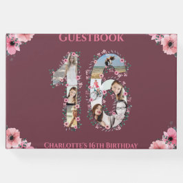Livro De Visitas Doce 16 Foto Collage Flower Girl Rosa