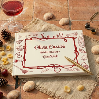 Livro De Visitas Doce Vermelho Italiano Ciao Bella Chá de Noiva