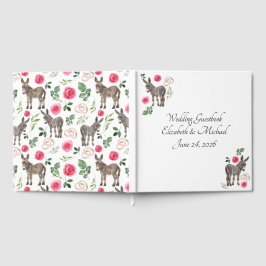 Livro De Visitas Donkey Pink Floral Rustic Wedding