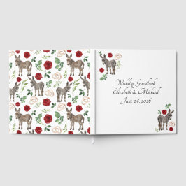 Livro De Visitas Donkey Red Floral Wedding Guest Book