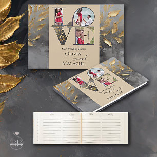 Livro De Visitas Dourada Folha Impasto Noir