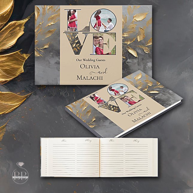 Livro De Visitas Dourada Folha Impasto Noir (Criador carregado)