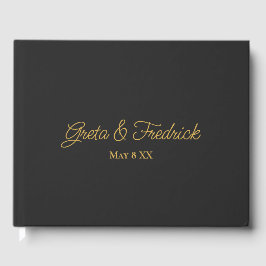 Livro De Visitas Dourado carvão personalizado minimalista simples p
