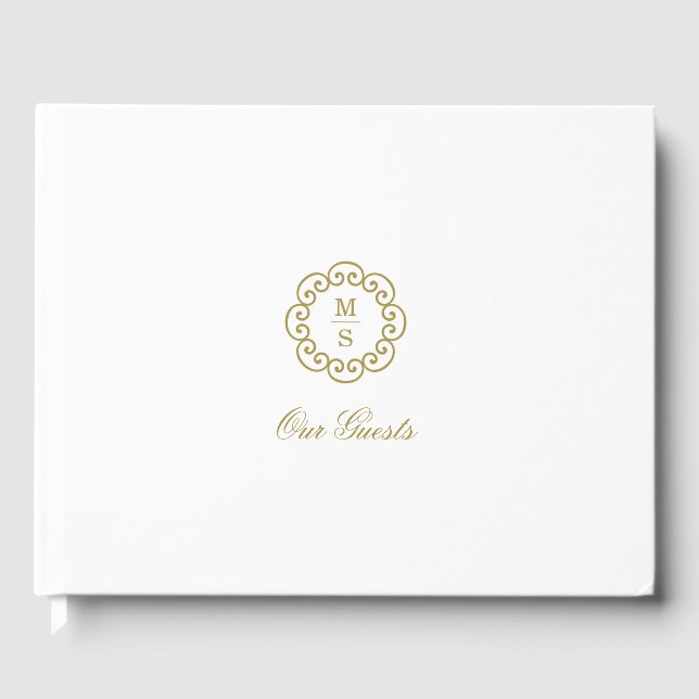 Livro De Visitas Dourado Casamento Monograma (Frente)