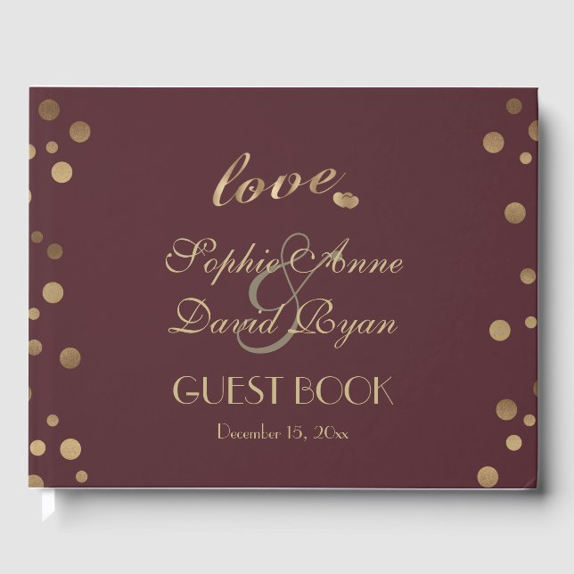 Livro De Visitas Dourado Confetti Burgundy 50º Aniversário do Surpr (Frente)